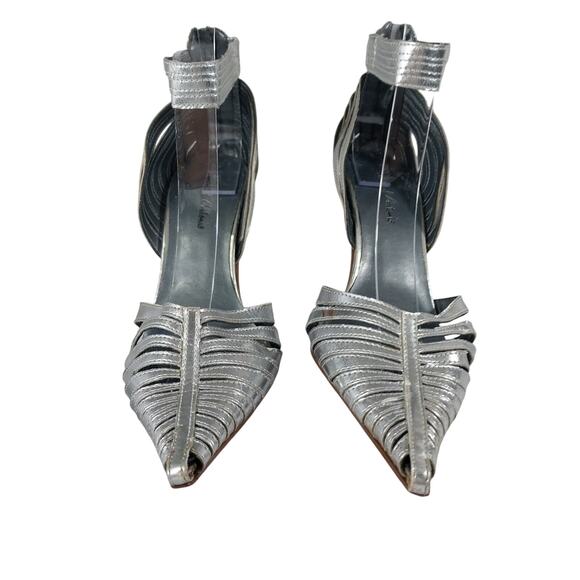 MICHAEL ANTONIO! SILVER VEGAN LEATHER MULTI-STRAP/LADDERED HEELS! SZ 5.5M - Picture 5 of 10